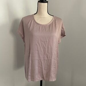 Barefoot Dreams Short Sleeve Shirt XS Mauve Pink Satin Everyday Basic‎ Soft Girl